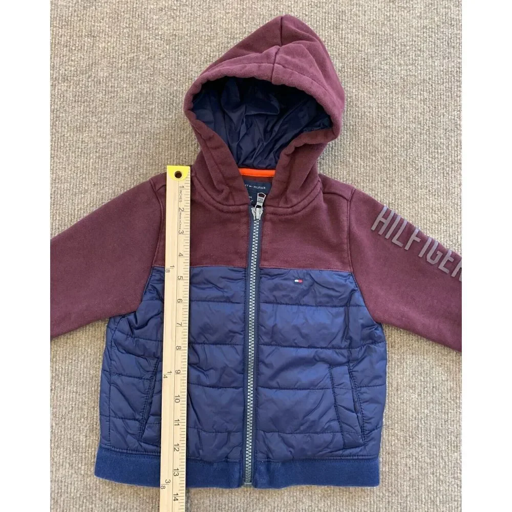 Tommy Hilfiger Jacket Toddler 18M Hooded Colorblock Nylon Spell Out Youth Fleece